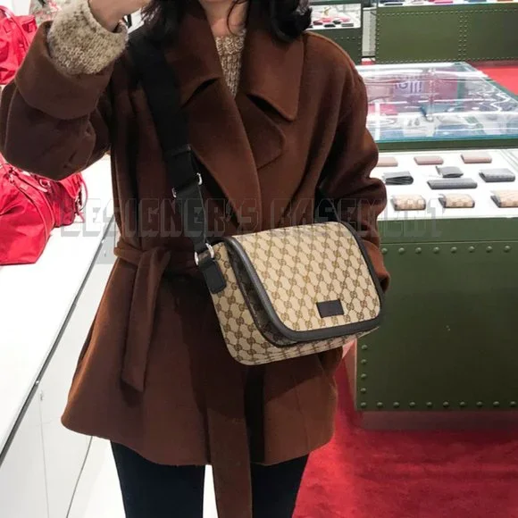 GUCCI brown Original GG Canvas & Leather crossbody flap Shoulder Messenger Bag - Picture 11 of 11